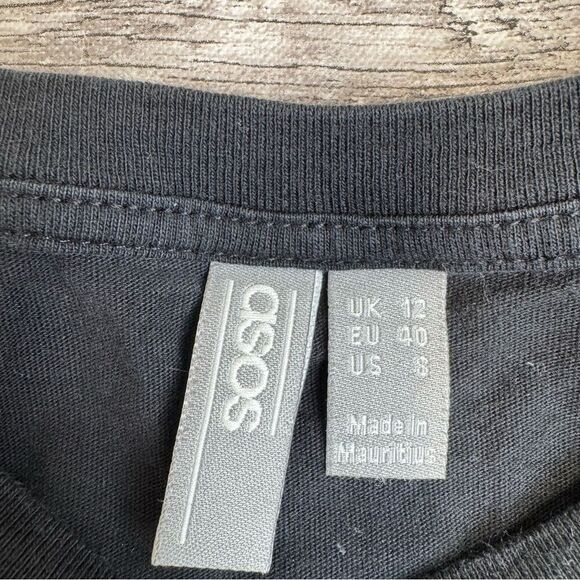 ASOS Womens Casual Basic Black Tee T Shirt 8 Pullover Lightweight Organic Cotton - Picture 6 of 12